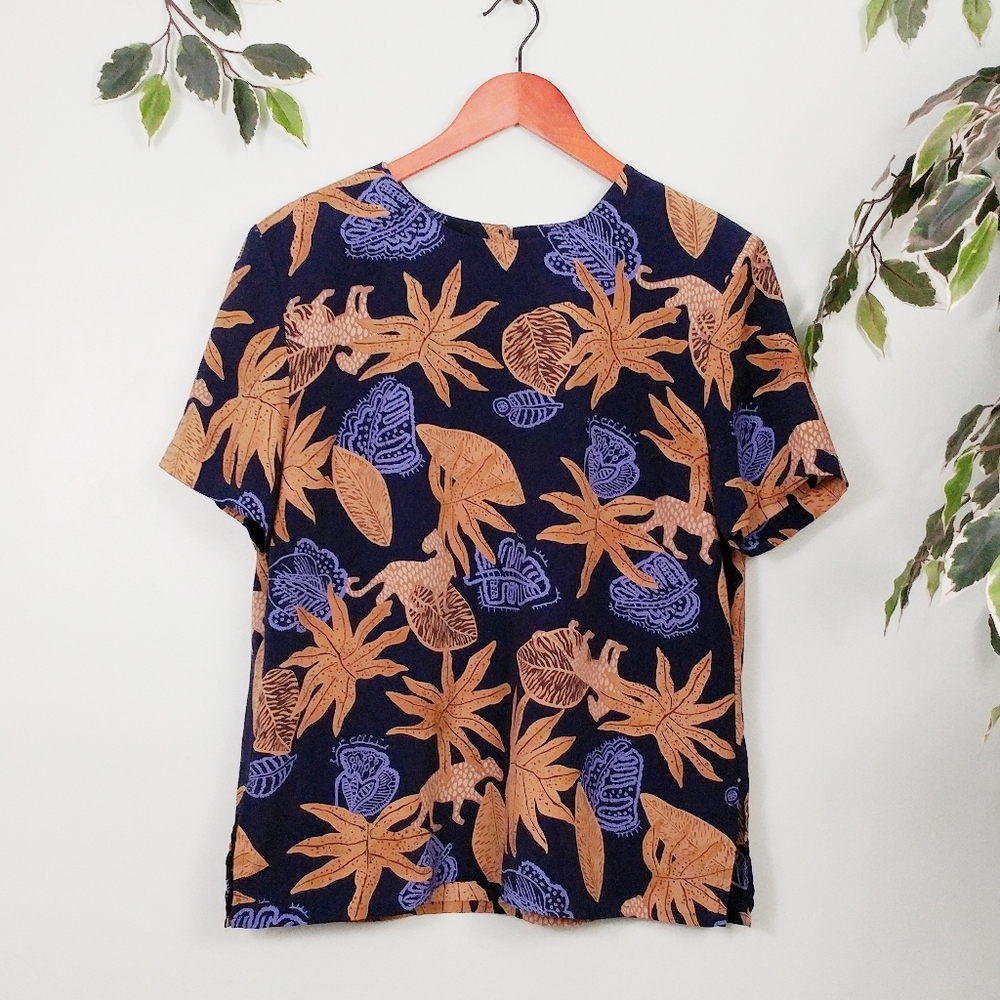 5/$18 Vintage Kathy Che Animal Print Top